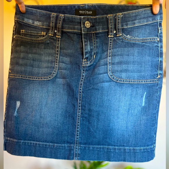 White House Black Market Jean Skirt with Embellished and Braided Pockets - Picture 1 of 7